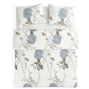 Wake In Cloud - Floral Comforter Set, 100% Cotton Fabric, Vintage Flower Shabby